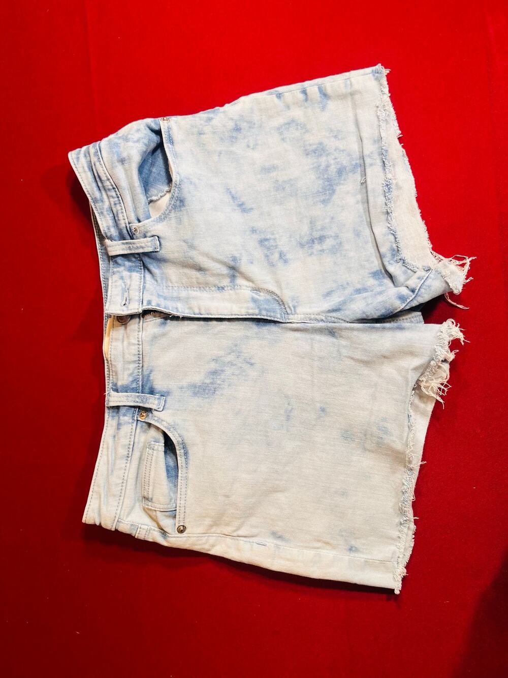 Universal Thread Tie Dye High‎ Rise Midi Denim Jorts 10 30R Raw Hem